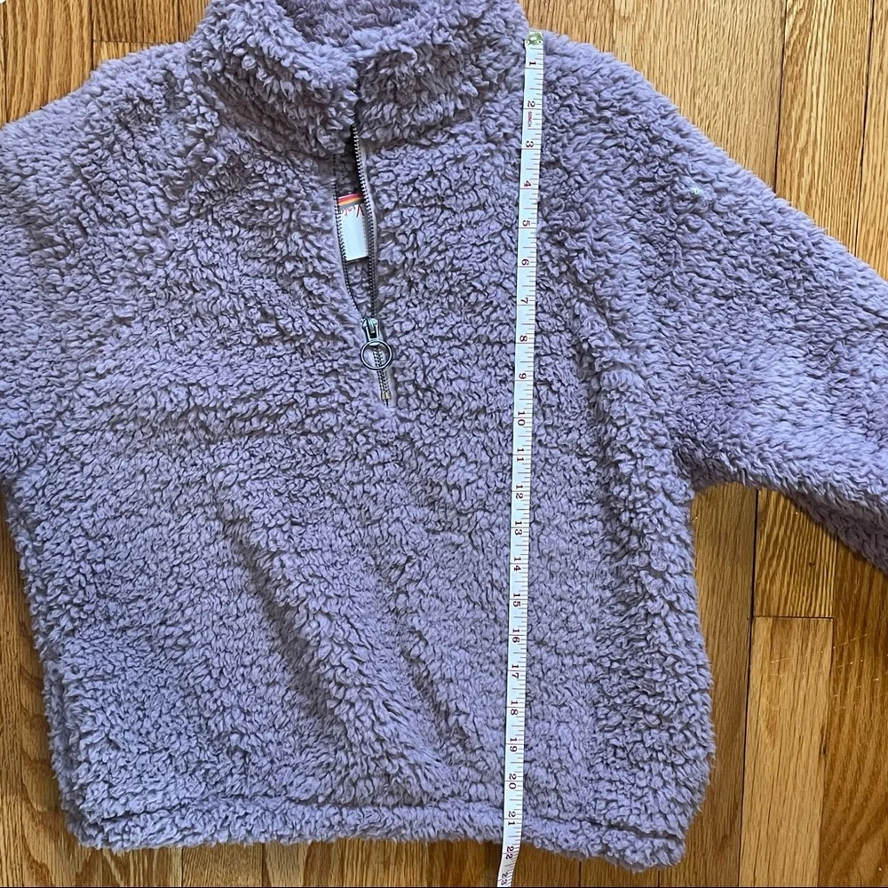 Vintage Havana Sherpa Quarter Zip Pullover Sweatshirt Lavender XL
